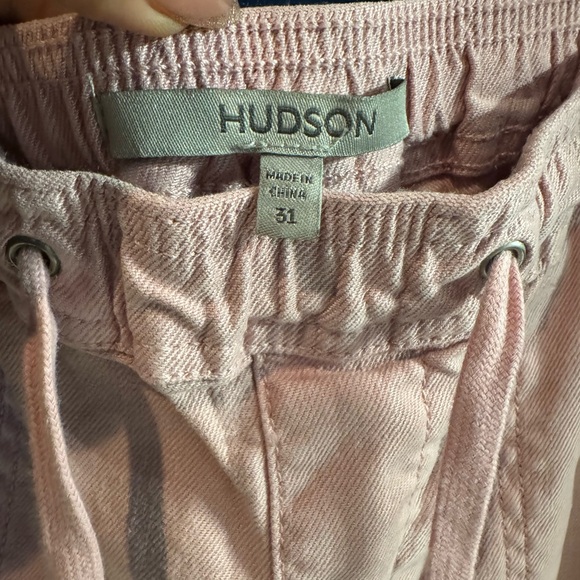 Hudson Jeans Drawstring High Waist Straight Leg Linen Blend Cargo Pants - Picture 4 of 4